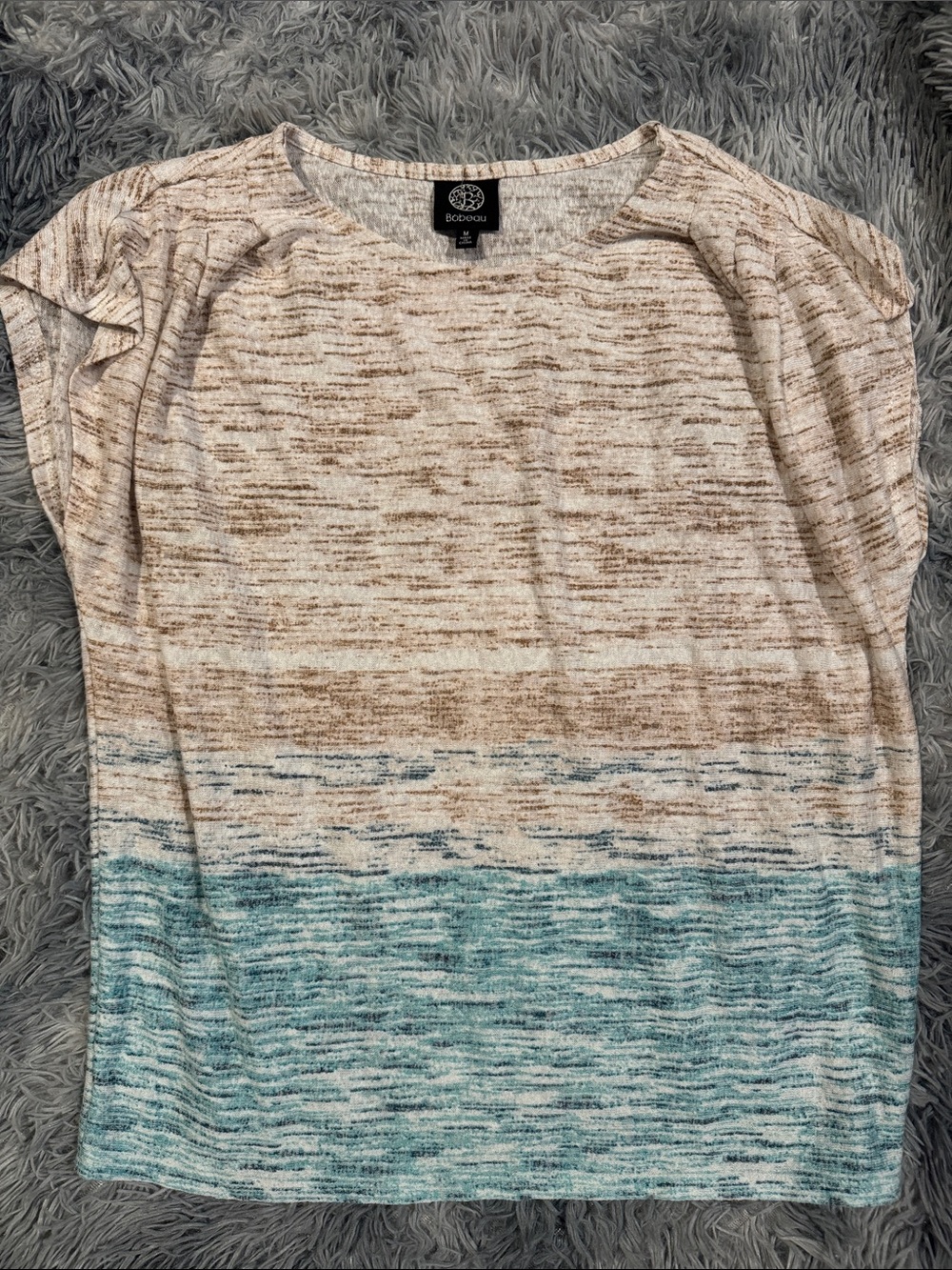 bobeau Cream to Teal Gradient Short Sleeve Tee